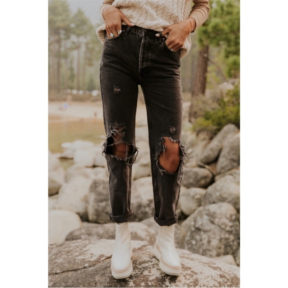 Free People | We the Free High Rise Straight Leg Distressed Lasso Jeans Size 29